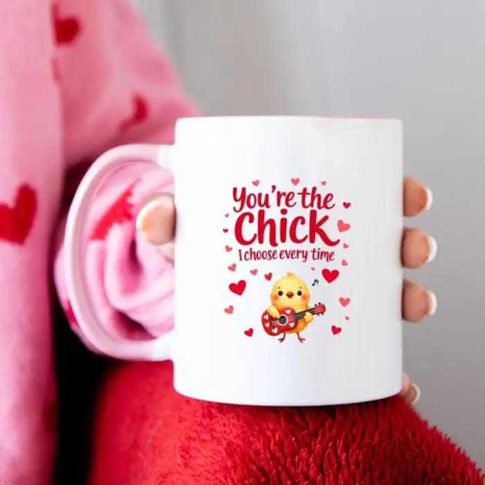 You're the Chick I Choose Every Time" Mug | Cute Chick with Guitar Design | 11oz Ceramic Cup