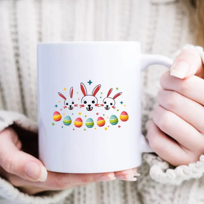 Bunnies Chicks and Rainbow Eggs Mug – Coffee Mug