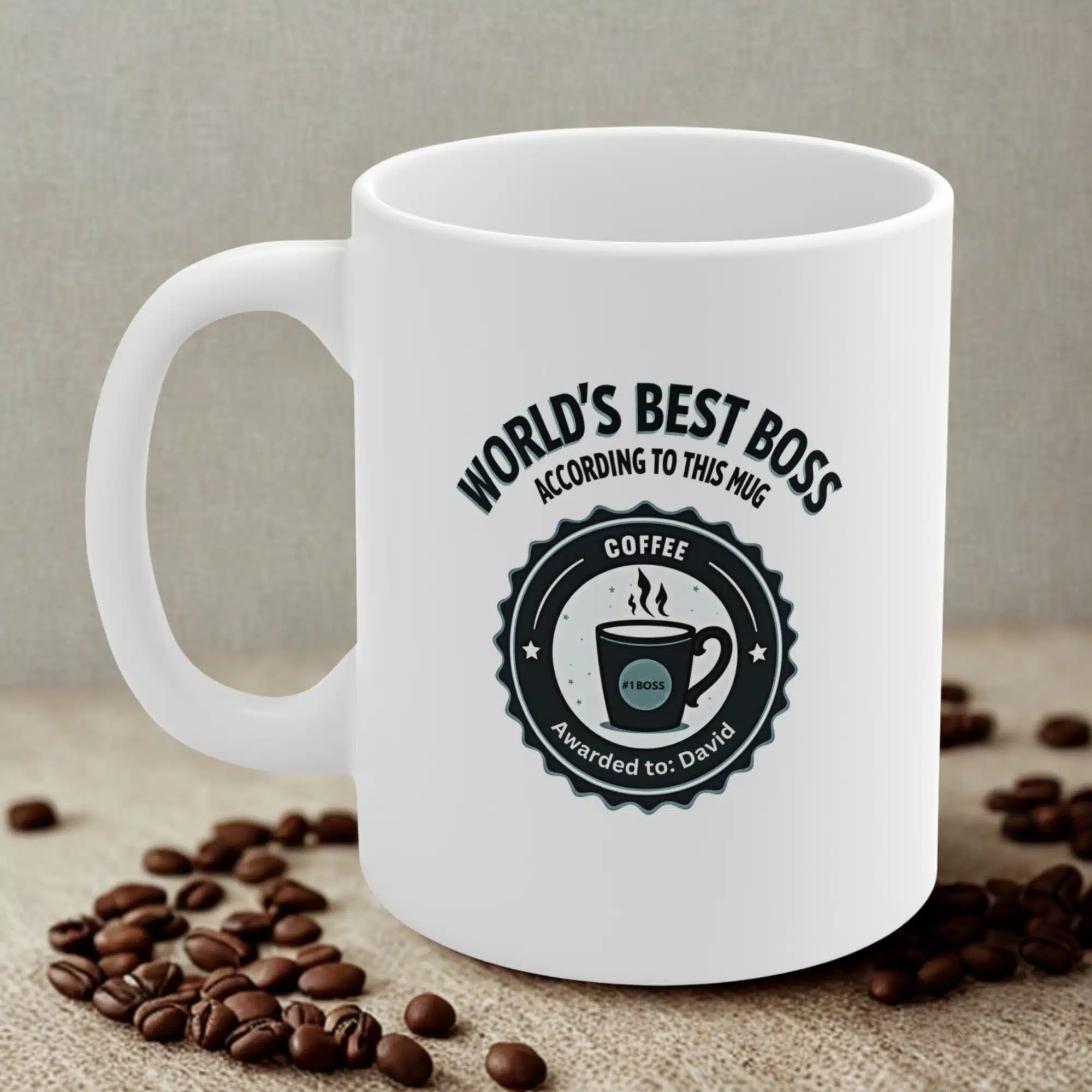 Custom World's Best Boss Mug Retro Badge Design