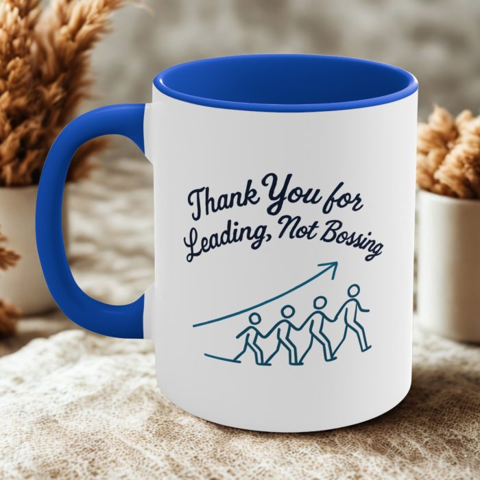 “Thank You for Leading, Not Bossing” Mug – Minimalist Teamwork Design