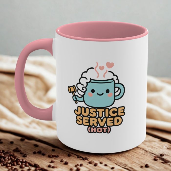 Funny Law Student Mug | Justice Served Hot | Cute Lawyer Coffee Cup