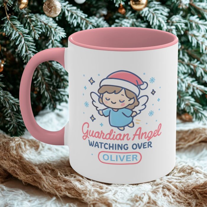Baby’s First Christmas Mug | Custom Name Guardian Angel Design