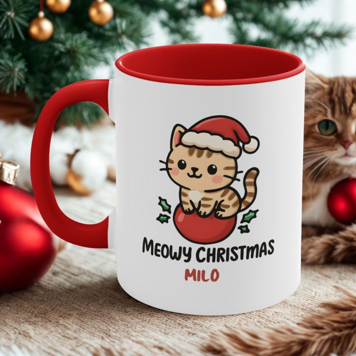 Custom Pet Christmas Mug | Meowy Christmas Cat Name