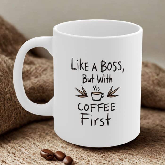 Funny boss coffee mug | Like a Boss (But With Coffee First)" Mug | Mug Boss Design for Work-Life Warriors