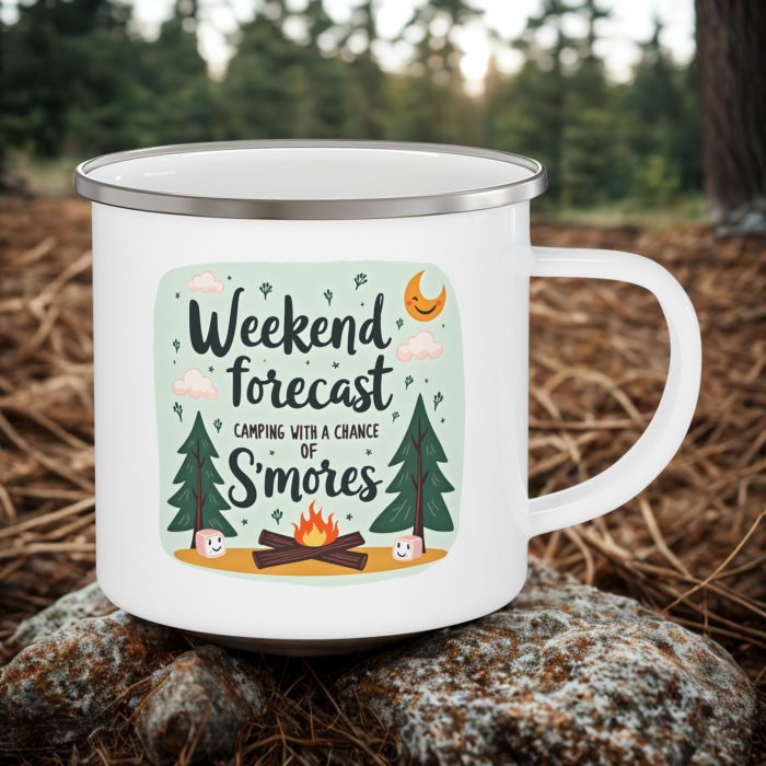Camping S’mores Enamel Mug – Camping S’mores Mug | Fun Camping Gift (12oz)