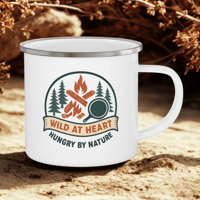Wild at Heart Camping Enamel Mug – Hungry by Nature Coffee Mug (12oz)