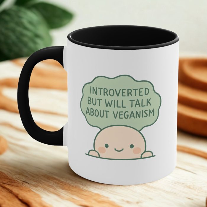 Introverted But Will Talk About Veganism – Funny Vegan Mug