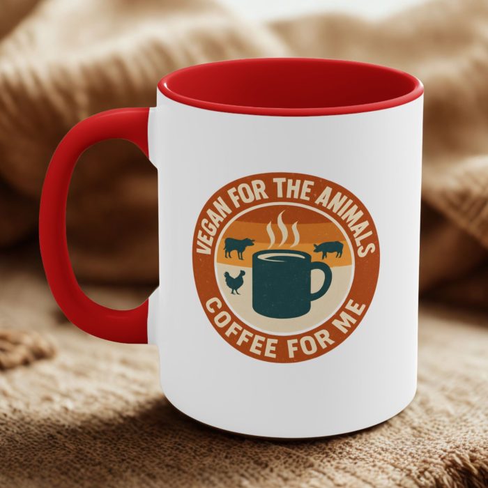 Vegan for the Animals, Coffee for Me – Retro Vegan Coffee Mug