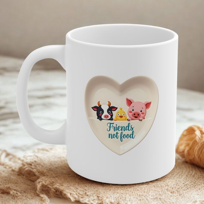 Friends Not Food – Cute Vegan Animal Mug