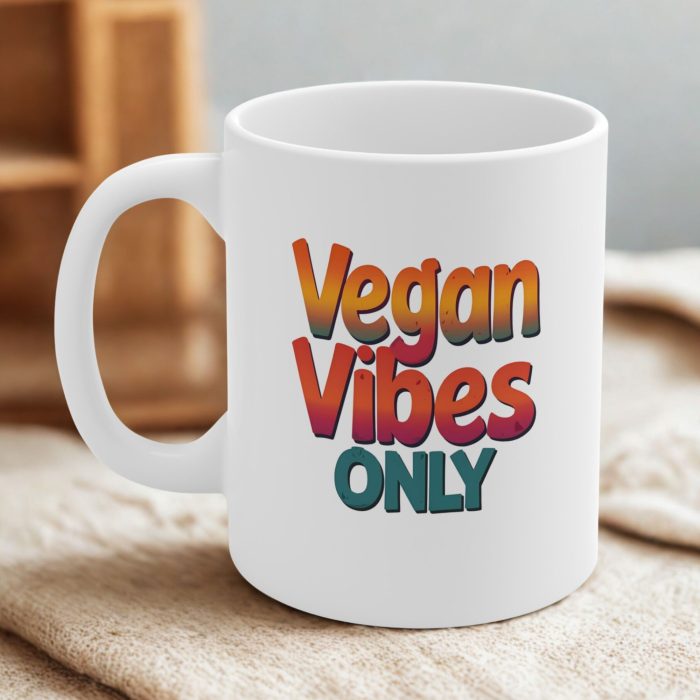 Vegan Vibes Only – Retro Rainbow Vegan Coffee Mug