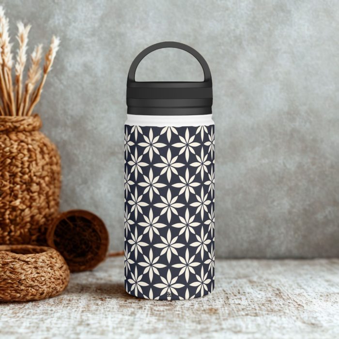 Geometric Pattern Water Bottle – Stainless Steel Insulated Bottle with Handle Lid