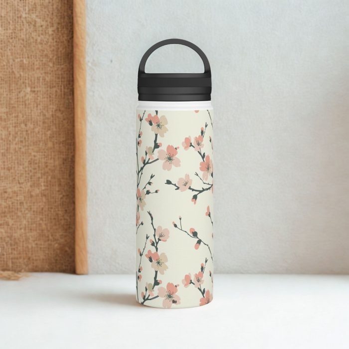 Floral Water Bottle – Stainless Steel Insulated Bottle with Handle Lid