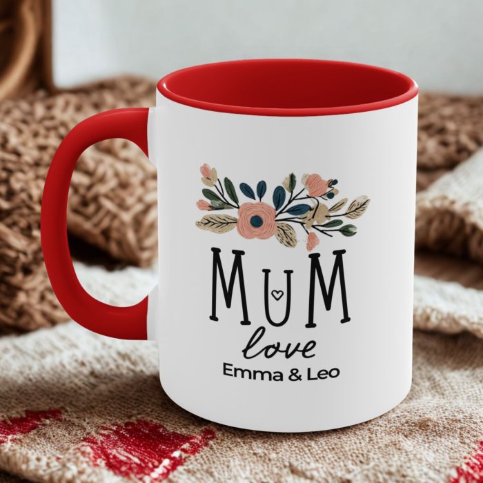 Custom mum mug with names personalised floral coffee mug with kids names gift for mum Australia