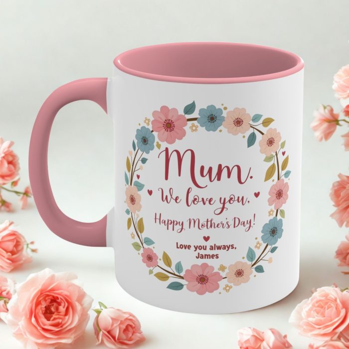 Personalised Mother’s Day Mug – Custom Floral Mum Mug with Kids Names | Gift for Mum Australia