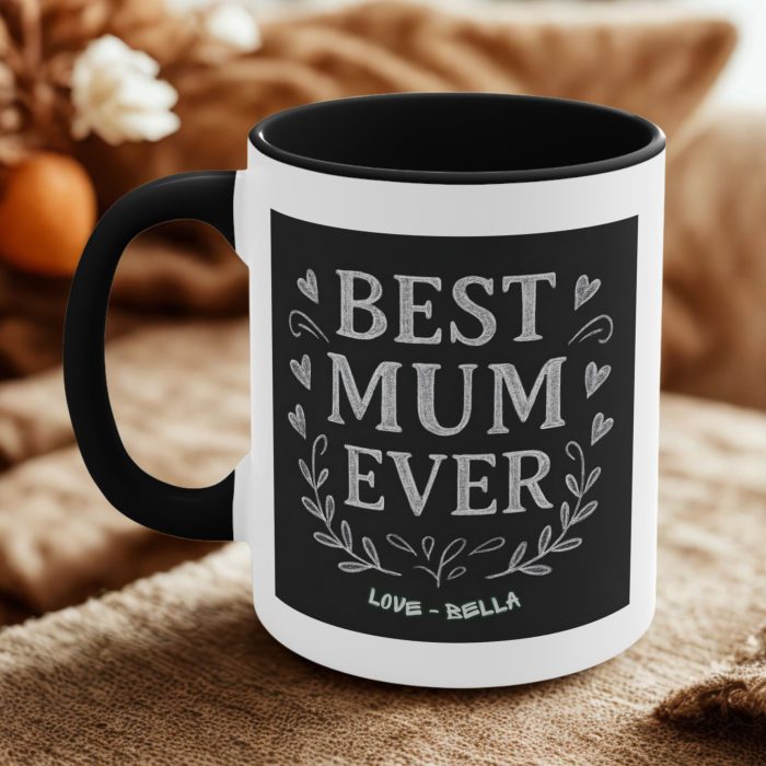 Best mum ever mug Australia chalkboard style coffee cup with classic typography design