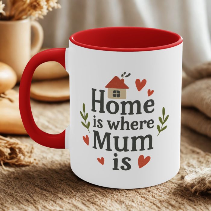 Home is where mum is mug Australia with heart and house design sentimental gift for mum