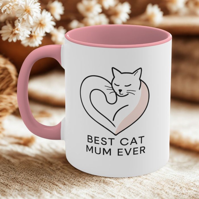 cat mum heart mug