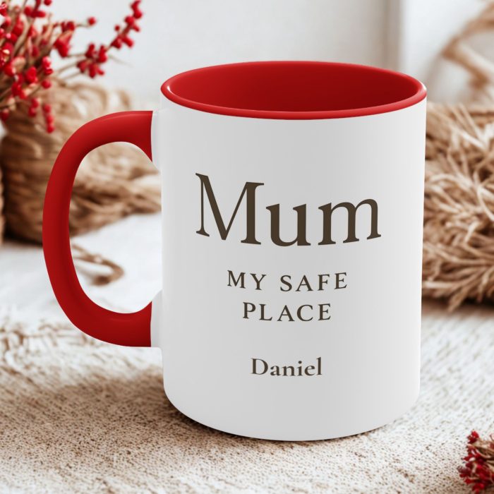 mum my safe place personalised mug with name