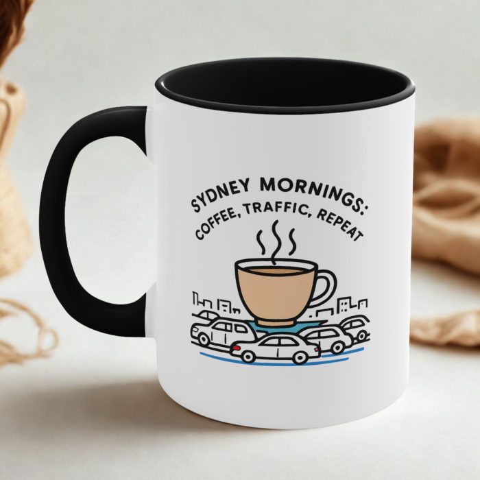 Sydney Mornings Coffee Mug – Traffic, Caffeine, Repeat City Life Cup