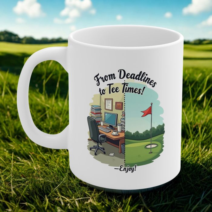 From Deadlines to Tee Times Mug – Funny Retirement Golf Mug