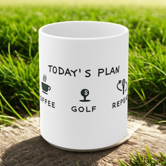 Today's Plan: Coffee, Golf, Repeat Mug | Minimalist Golf Lover’s Mug with Sleek Icons & Modern Typography