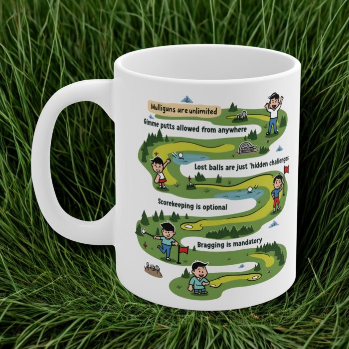 [Your Name]’s Official Golf Rules Mug | Two-Sided Custom Golf Mug with Funny Rules & Classic Crest Design