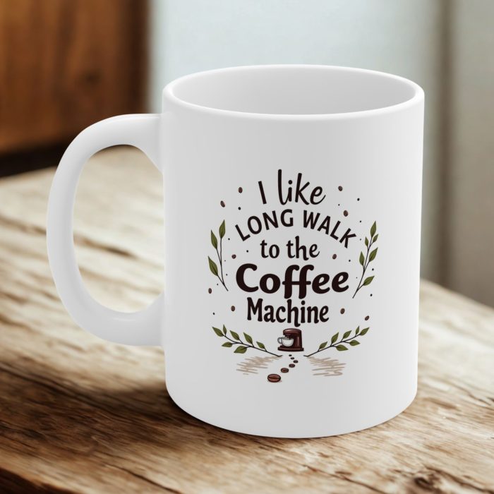 I Like Long Walks to the Coffee Machine | Witty Mug for Work or Home | 11oz Ceramic
