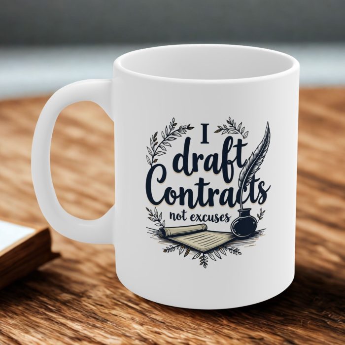 I Draft Contracts Not Excuses Mug – Funny Lawyer Mug