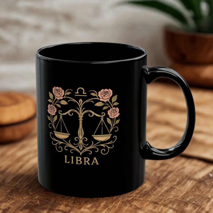 Libra Cup Black Mug – Stylish Zodiac Coffee Mug Gift