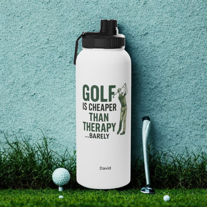 Golf Therapy Water Bottle – Personalised Funny Golf Stainless Steel Sports Bottle
