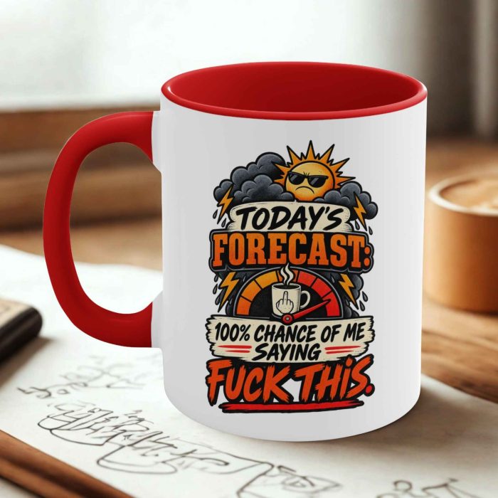 Today’s forecast fuck this mug with storm clouds and grumpy sun design