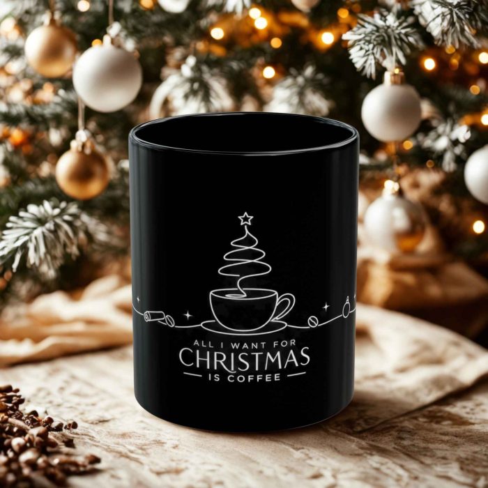 All I want for Christmas is coffee mug with minimalist white line artwork